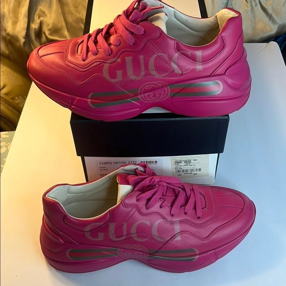 EUC 💓 Gucci Women’s Pink Sneakers – Size 40.5 (US 10.5) with Box